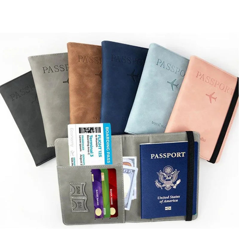 RFID Blocking Passport Wallet | PU Leather Travel Document Holder with Card & Cash Pockets | Random Color