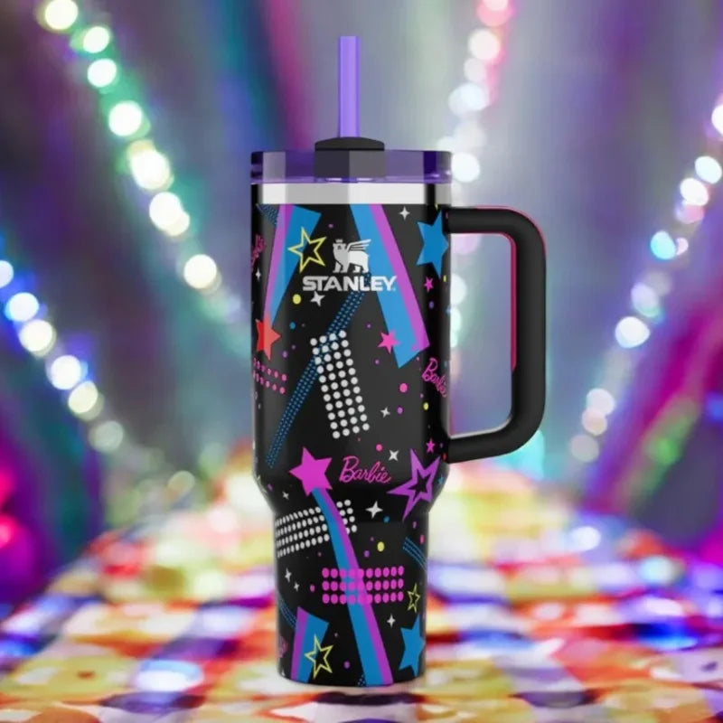 Black Stylish Stanley Barbie Tumbler H2.0 Tumbler 1.18L Limited Edition Double Wall Vacuum Insulated
