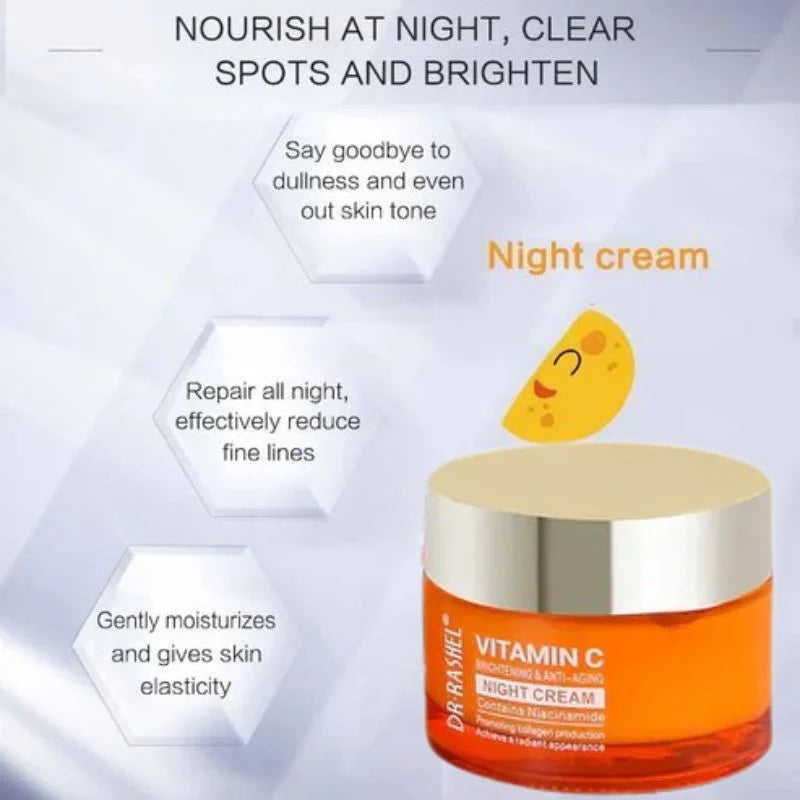 Dr. Rashel Vitamin C Brightening & Anti-Aging NIGHT Cream | Deep Repair & Skin Renewal Moisturizer (50 g) | Imported